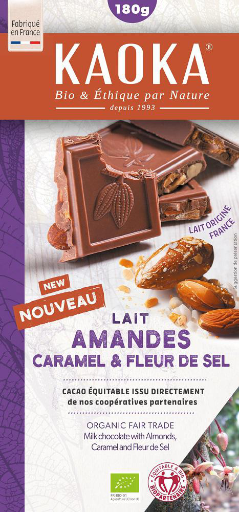 Visuel 1 du produit Chocolat au lait 38% amande sel bio Kaoka - 180 g