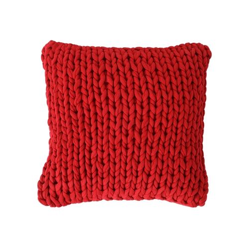 Visuel 1 du produit Coussin carré en tricot rouge - 45 x 45 cm