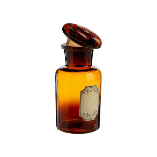 Visuel 2 du produit Bouteille déco style herboristerie en verre fumé ocre - Ø 7 x H 12,5 cm