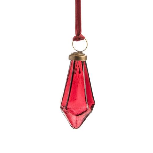 Visuel 1 du produit Suspension breloque en verre bordeaux transparent et métal - 9,5 x 4,5 cm