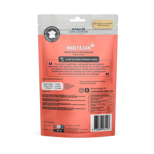 Visuel 3 du produit Friandises pour chien 100 % saumon Marly & Dan Vitalité - 50g