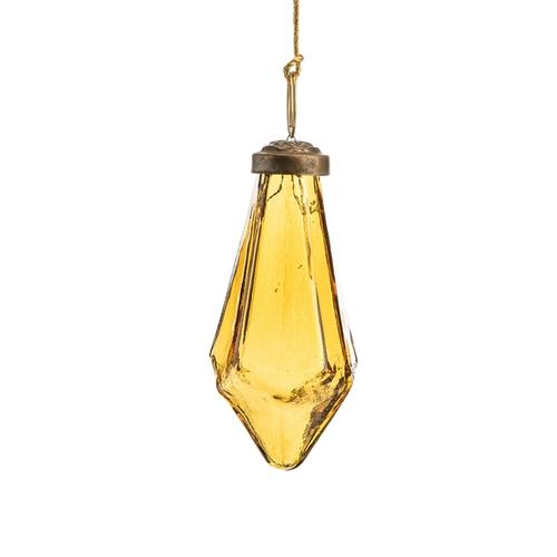 Visuel 1 du produit Suspension breloque en verre or transparent et métal - 9,5 x 4,5 cm