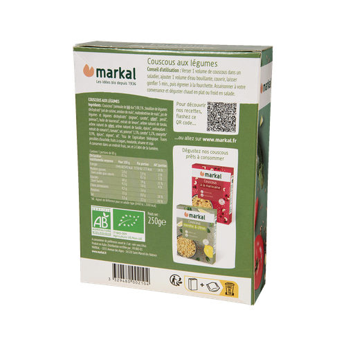 Visuel 2 du produit Couscous aux légumes bio Markal - 250 g