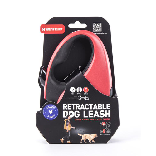 Visuel 1 du produit Laisse rétractable 2 Soft sangle coloris noir et rouge - S