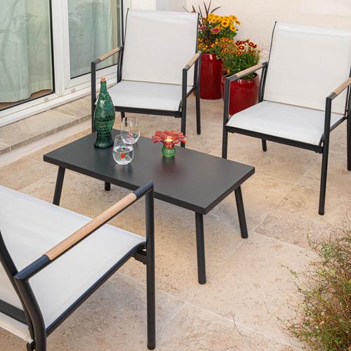 Visuel 8 du produit Salon de jardin en acier coloris gris Mimosa - 4 éléments (canapé, table basse et deux fauteuils)
