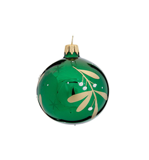 Visuel 1 du produit Suspension boule décorative coloris vert en verre traditionnel - Ø 7 cm