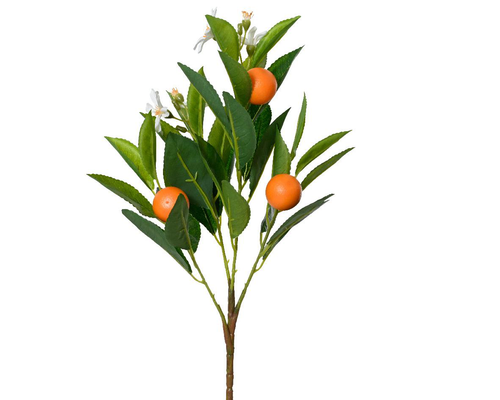 Visuel 1 du produit Branche d’oranger en plastique vert avec fleurs et oranges - Ø 19 x H 58 cm