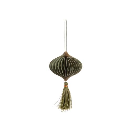 Visuel 1 du produit Suspension toupie avec pompon en papier vert - Ø 9 cm