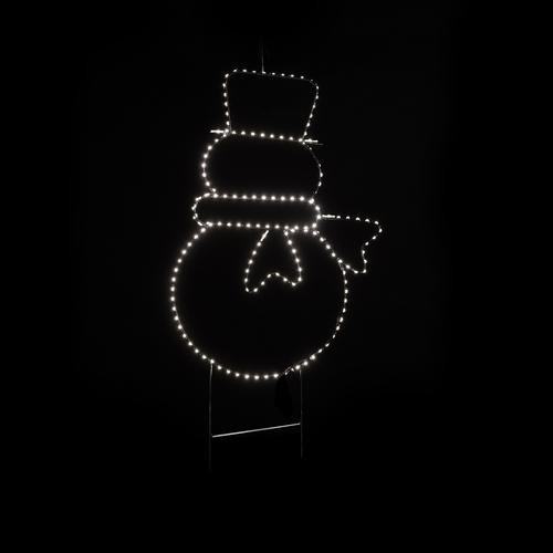 Visuel 2 du produit Décoration lumineuse bonhomme de neige solaire LED blanc chaud câble noir extérieur - 34,5 x 49,3 cm