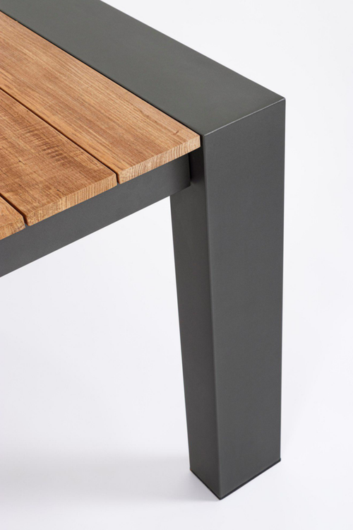 Visuel 9 du produit Table avec allonges Capucine coloris bois en aluminium et teck - 253/319/384 x 110 cm
