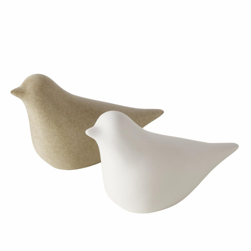 Visuel 1 du produit Figurine oiseau en poterie beige et blanc Tori - 11,5 x 4,5 x 7 cm