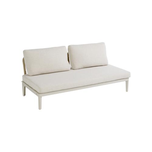 Visuel 2 du produit Banquette d'extérieur coloris beige en aluminium et résine Sollya - 167,5 x 86,5 x 66 cm