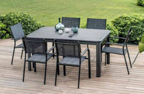 Visuel 3 du produit Fauteuil de jardin en aluminium, textilène anthracite CREADOR Tosca