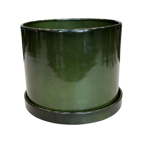 Visuel 2 du produit Pot cylindrique en métal recyclé coloris vert algue vif Upcycle Cylindre XXL - Ø 43 x H 37 cm