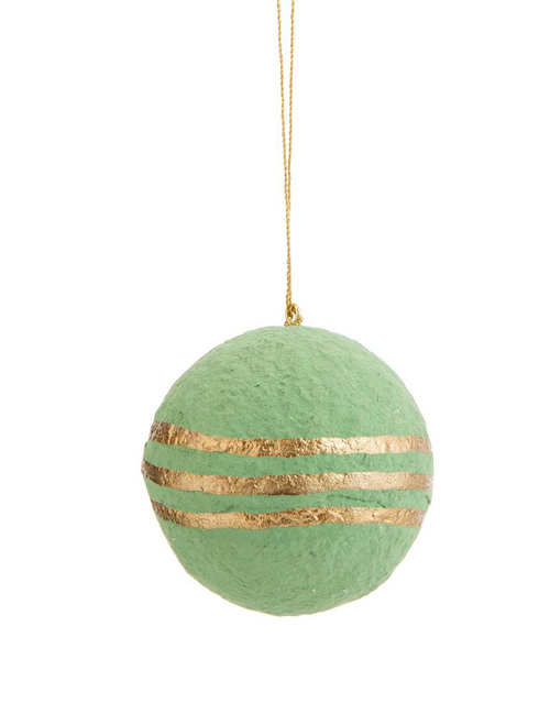 Visuel 1 du produit Suspension décorative boule coloris vert en coton maché - 7,5 cm