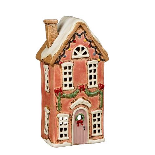 Visuel 1 du produit Photophore maison en grès terracotta - 12 x 8,5 x 23 cm