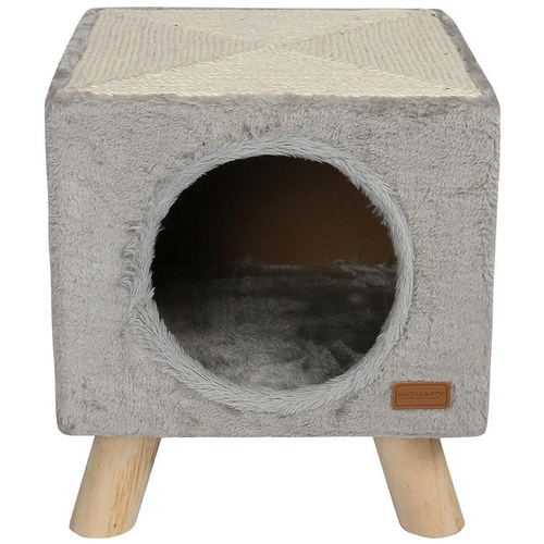 Visuel 1 du produit Maison pilotis avec griffoir de coloris gris 30 x 30 x 35 cm