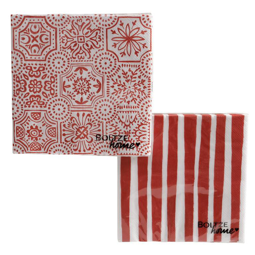 Visuel 1 du produit Serviettes en papier rouge/blanc Rosso x20 - 16,5 x 16,5 cm