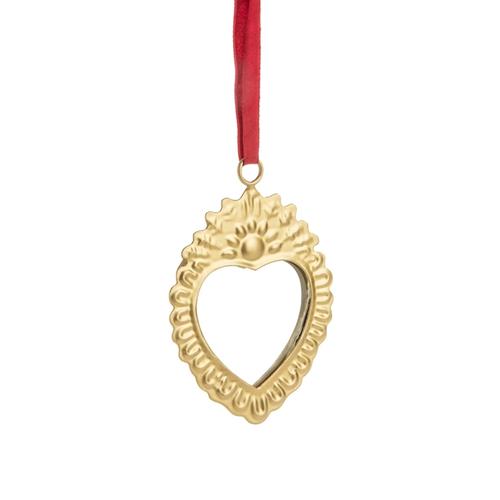 Visuel 1 du produit Suspension cœur miroir en métal doré - 6,5 x 8 cm