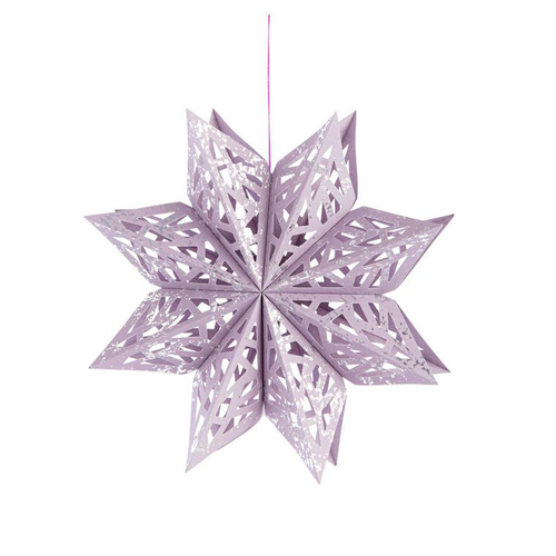 Visuel 1 du produit Suspension flocon coloris violet en papier - 23 x 23 cm