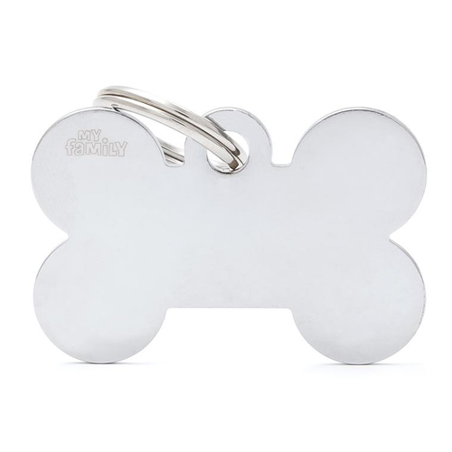 Visuel 1 du produit Médaille basic grand os pour chien en laiton argenté