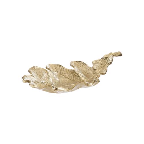 Visuel 1 du produit Feuille de chêne décorative à poser en aluminium doré - 27 x 15 x 6 cm