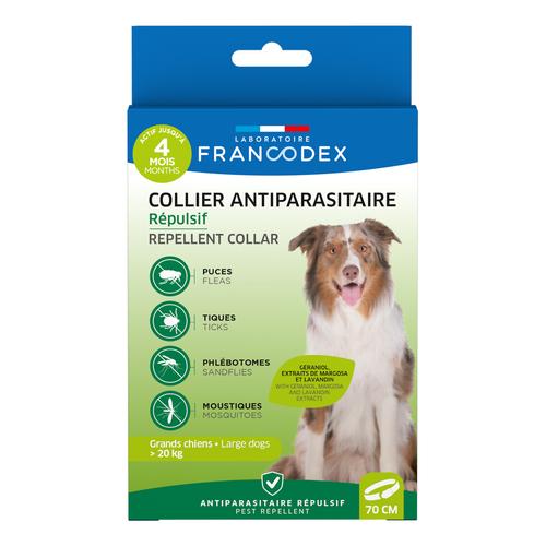 Visuel 1 du produit Collier insectifuge pour grand chien de plus de 20 kg coloris blanc Francodex - Ø 72 cm