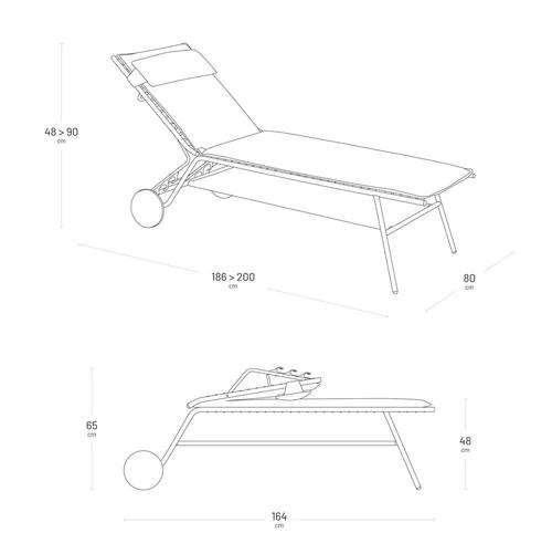 Visuel 5 du produit Bain de soleil Miami II haut Lafuma coloris gris en acier et titane et matelassé  - 80 x 186 x 90 cm