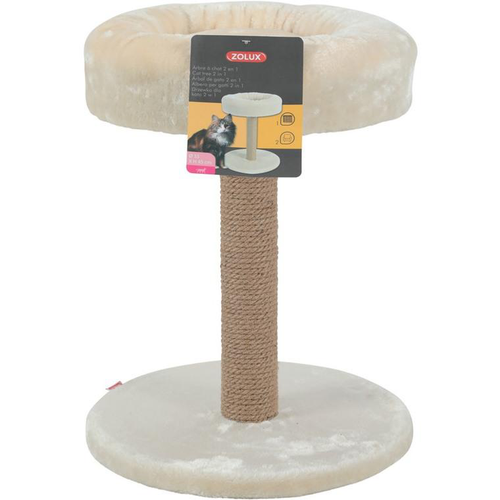 Visuel 1 du produit Arbre à chat avec panier et griffoir coloris beige - Ø 35x H 45 cm