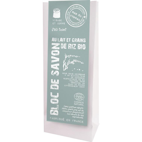 Visuel 1 du produit Bloc de savon au lait et grains de riz bio Mas du Roseau - 130 g