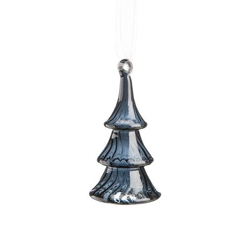 Visuel 2 du produit Suspension forme sapin en verre bleu transparent - 9,5 x 5 cm