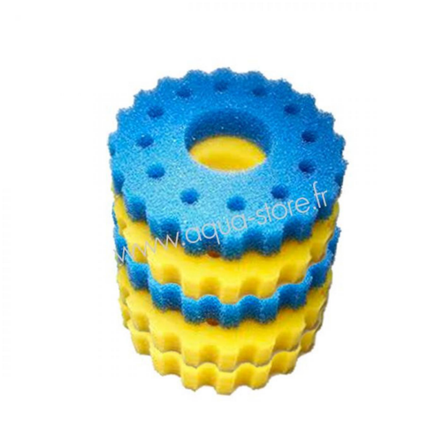 Visuel 1 du produit Mousses de filtre couleur jaune et bleu, SUNSUN BASSIN, modèle CPF 20000 et CPA - pack de 5