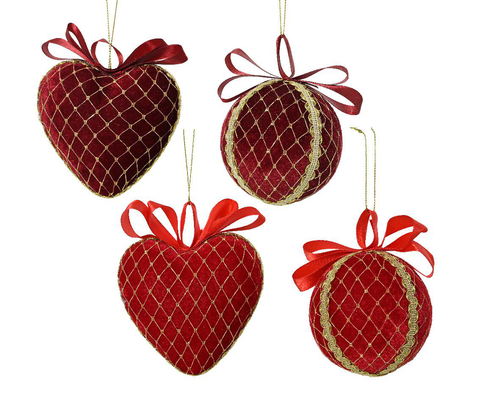 Visuel 1 du produit Figurine suspendue en mousse velours rouge - Ø 8 cm