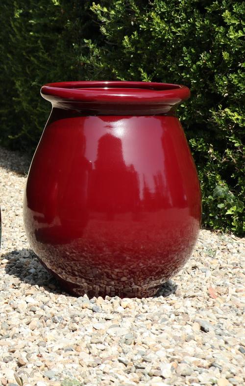 Visuel 1 du produit Pot jarre en terre émaillée coloris cerise Les Poteries d'Albi Jarre Provençale - Ø 35 x H 51 cm