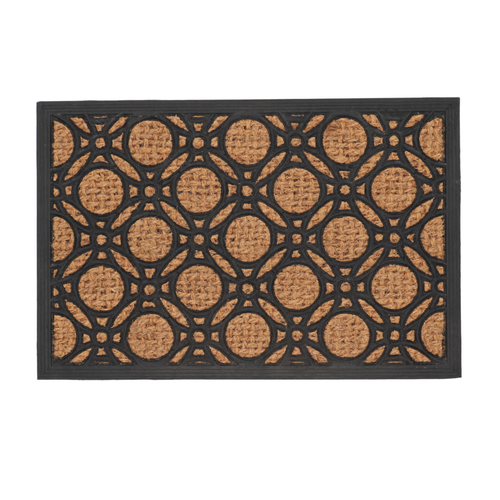 Visuel 1 du produit Paillasson en fibre de coco à motif cercles taille M - 60,7 x 40 cm
