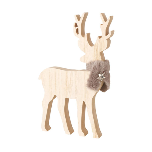 Visuel 1 du produit Figurine décorative cerf Halvard coloris beige - 3 x 17 cm