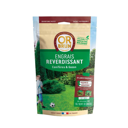 Visuel 1 du produit Engrais reverdissant conifères et gazon anti brunissement 1kg 12,5x5,8x28,5 cm