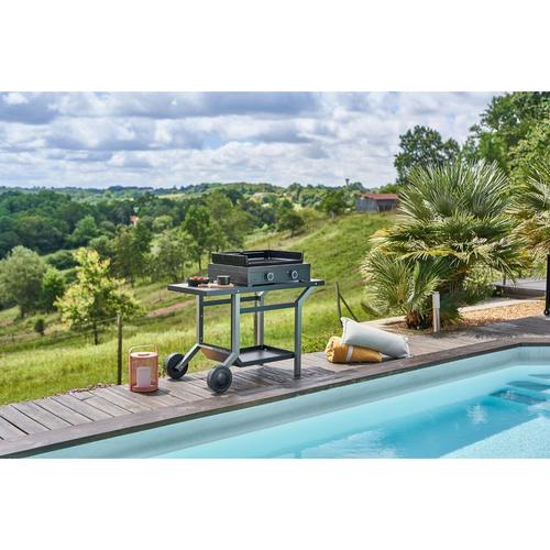 Visuel 2 du produit Table roulante en acier noir et gris mat