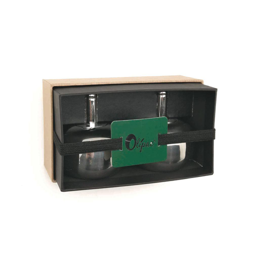 Visuel 2 du produit Ensemble huile et vinaigre en métal argent Olipac - Ø 6 x H 6,5 cm