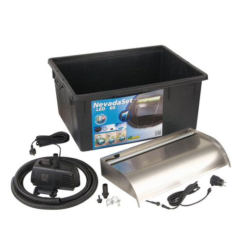 Visuel 1 du produit Kit lame d'eau éclairée LED, UBBINK Nevada Set 60 - 13x60x33 cm, livraison incluse