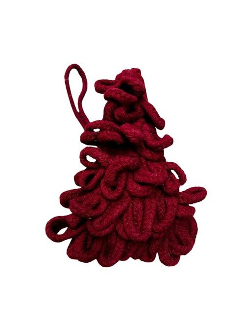 Visuel 1 du produit Suspension forme sapin en fils de tissu bordeaux - 12 x 12 cm