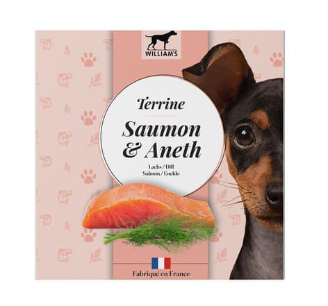 Visuel 1 du produit Alimentation humide complémentaire pour chien terrine saumon et aneth William's - 80 g