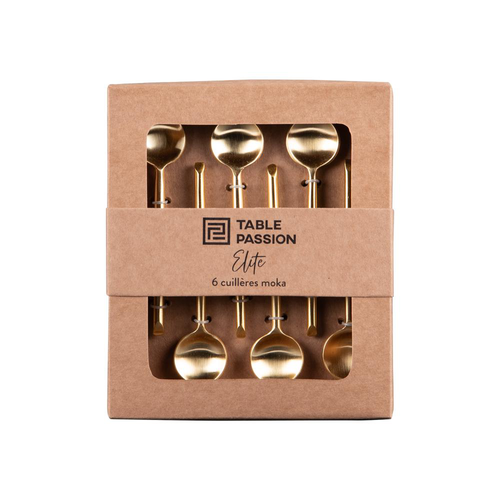 Visuel 2 du produit Ensemble de 6 cuillères à moka en métal finition dorée Elite - 11 cm