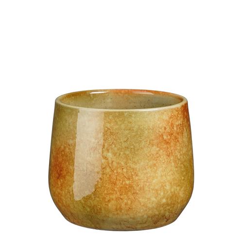Visuel 1 du produit Pot rond coloris jaune en terre cuite Hugo Mica Decorations - 15 x Ø 17 cm