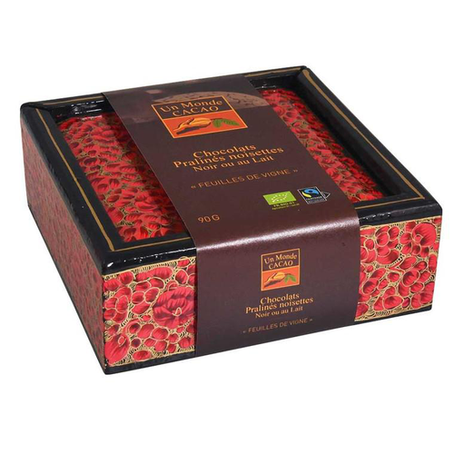 Visuel 1 du produit Boite carrée feuille de vigne praliné Taloma – 90 g