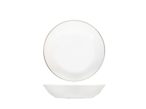 Visuel 1 du produit Assiette creuse Liseré coloris blanc en porcelaine - Ø 20 cm