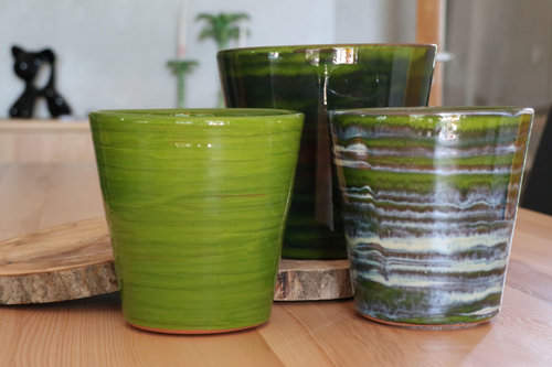 Visuel 1 du produit Pot en terre cuite émaillée vert Forêt Les Poteries d’Albi Odyssée - Ø 18 x H 18 cm