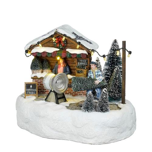 Visuel 1 du produit Scénette emballage de sapins coloris multicolore à piles - L 18,5 x l 13,5 x H 14,5 cm