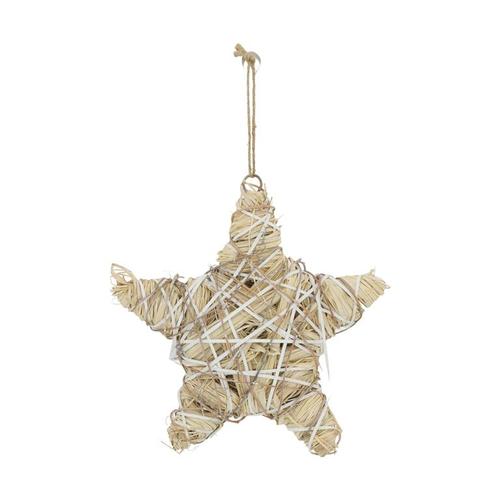 Visuel 1 du produit Suspension forme étoile en herbe blanchie - 28 x 28 cm