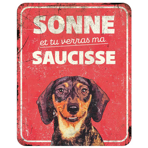 Visuel 1 du produit Panneau d'avertissement dachshund coloris rouge en métal galvanisé D&D Home - 25 x 20 x 0,3 cm